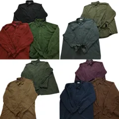 古着卸 まとめ売り フェイクスエード 長袖シャツ 10枚セット (メンズ 2XL ) ダブルフラップ 単色 無地 中古 古着 NB7932