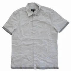 EMPORIO ARMANI エンポリオアルマーニ エンブレムロゴ刺しゅう 半袖 シャツ ライトグレー サイズL  C05PX CN メンズ 【中古】