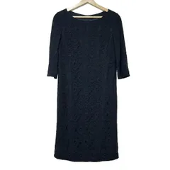 美品 Leilian 七分袖 ダークグリーン ひざ丈 ワンピース 9 Mサイズ 美品 Leilian 七分袖 ダークグリーン ひざ丈 ワンピース 9 M