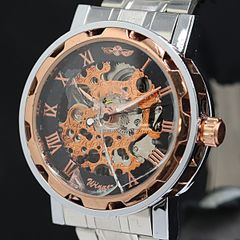 DOMINIC 自動巻き手巻き21石 裏スケ オープンハート 機械式 稼働品