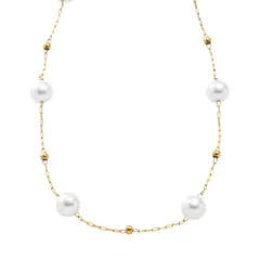 【ゴールド×ワンサイズ】[Cream dot. クリームドット公式]ネックレス レディース ステンレス製 金属アレルギー つけっぱなし サージカルステンレス ショート チェーン パール ステーション メタル パーティー お呼ばれ 大人