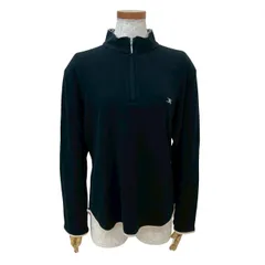 極 美品 BURBERRY GOLF バーバリー ゴルフ ハーフジップ ノバチェック コットン 長袖 カットソー LLサイズ レディース ブラック 133-1