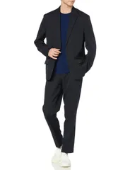 LL_ネイビー [アトリエサンロクゴ] カジュアルスーツ 着心地良好 伸縮性 ストレッチ セットアップ 2点セット 上下セット ジャケット スラックス 無地 2つボタン 就職スーツ パーティー カジュアル セットアップスーツ メンズ ネイビー