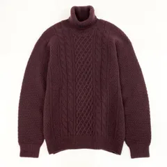 10f11 LANVIN COLLECTION ランバンコレクション タートルネック ケーブル編み ニットセーター トップス 大きいサイズ 52 ボルドー ウール メンズのサムネイル