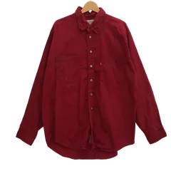 Levi's REDTAB/リーバイス レッドタブ デニムシャツ ダブルポケット 長袖 シャツ ボタンダウン オーバーサイズ ビッグシルエット インドネシア製 メンズ L レッド