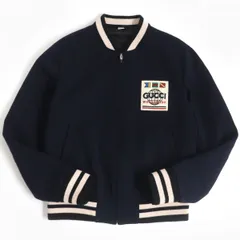 極美品□GUCCI/グッチ 598731 ロゴワッペン ウール スタジャン/ブルゾンジャケット/ボンバージャケット ネイビー 50 イタリア製 正規品　t11-st30322-926のサムネイル