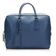 プラダ サフィアーノ シルバー金具 ビジネスバッグ ブリーフケース 書類バッグ ネイビー レザー メンズ PRADA【1-0099545】のサムネイル