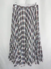 ◇ ⊂ UNITED ARROWS green label relaxing チェック柄 ロング丈 フレア スカート サイズ38 ブラウン ブルー レディース E  【1409240043379】