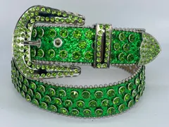 【セール価格】105cm/115cm ギラギラ　グリーン　ウエスタン　ベルト　LEX ブリンブリン　カウボーイ　メンズベルト　レディースベルト　アメカジ　古着　ヴィンテージ　ラッパー　グランジ　プレゼント