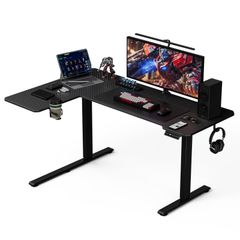 電動昇降式L字デスク 幅149×奥行き100×高さ69〜115cm ブラック - メルカリ