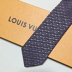 美品 ルイヴィトン Louis Vuitton ネクタイ シルク100% ダークパープル/ゴールド 252-88