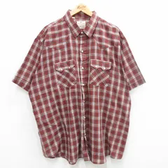 XL/古着 DEE CEE 半袖 ウエスタン シャツ メンズ 80s 大きいサイズ ロング丈 赤他 レッド チェック 24jun29 中古 トップス