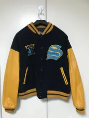 STUSSY Big4 ネイビー/イエロー ジャケット L