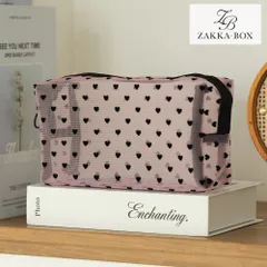 【ZAKKA-BOX(ザッカボックス)公式】ハートフロッキーポーチ Mサイズ ピンク ハート柄 コスメ メッシュ 小さめ ミニポーチ シアー素材