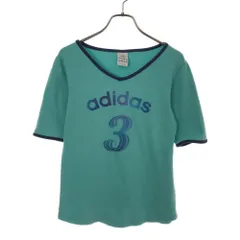 アディダス 半袖 Vネック Tシャツ M グリーン系 adidas レディース 古着 【240525】 メール便可