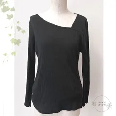 古着　 GLOBAL WORK　グローバルワーク　リブニット　長袖　カットソー　レディース　Lサイズ　ブラック　黒　カジュアル　エレガント　ファション　春秋