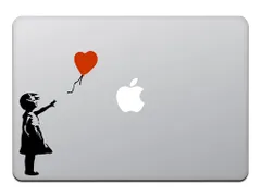 RED WITH BALLOON GIRL THE バンクシー BANKSY 赤い風船に手を伸ばす少女 シール ステッカー マックブック ブラック 13インチ / 11 M847-B Air/Pro MacBook カインドストア