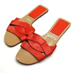 ザラ サンダル フラットシューズ  ミュール 靴 レディース 37サイズ オレンジ/ベージュ ZARA 【中古】