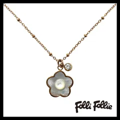 【Folli Follie】フラワー/花 モチーフ ネックレス ローズゴールド/金カラー シェル ペンダント フォリフォリ (MM-355)