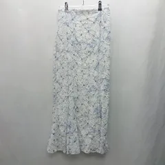◇ Θ tocco closet バックウエストゴム 花柄 ロング丈 フレア スカート サイズM ホワイト ブルー系 レディース E  【1501230031950】