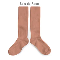 【新品・未使用】collegien(コレジアン) La Haute 【Bois de Rose】Ribbed Knee-high Socks キッズ リブニーハイ 靴下 【2950】13.5cm〜21cm