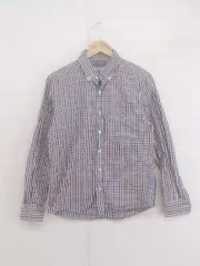 ◇ green label relaxing UNITED ARROWS チェック ボタンダウン BD 長袖 シャツ サイズL ホワイト レッド ブルー メンズ P  【1301310008120】