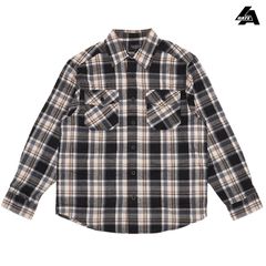 LA GATE FLANNEL L/S SHIRTS【BLACK×BEIGE】 (M・L・XL・2XL)(エルエーゲート 通販 大きいサイズ チェックシャツ フランネルシャツ ネルシャツ 長袖 ボタンシャツ カジュアルシャツ)