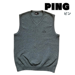 PING ピン/ニットベスト/グレイ/ゴルフウェア/Lサイズ/2023年秋冬モデル
