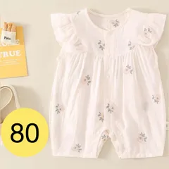 【A34】海外ベビー服 80 ノースリーブ ロンパース 花柄 ズボンタイプ