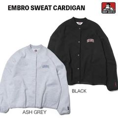 アッシュグレー&ブラックLサイズ◾️新品/未使用【BEN DAVIS/ベンディビス】 EMBRO SWEAT CARDIGAN スウェット　カーディガン(BDZL2-3701)