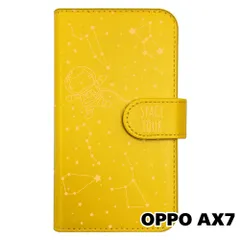 【新品未使用】 OPPO AX7 手帳型スマホ ケース moimoikka (カバー色イエロー×柄イエロー) ねこ 星座 宇宙 猫 アニマル モイモイッカ カード収納 PUレザー flip2-ax7-ye-20062のサムネイル