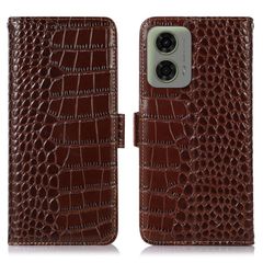 【人気商品】ワニ柄 本革 Moto G24 G24 / G04 G04 牛革 財布型 / 鰐柄 クロコダイル柄 Moto 耐衝撃 [RFIDブロッキング] 手帳型 カード収納 マグネット式ボタン ケース 横置きスタンド機能 便利 用 財布型携帯 スマホケース