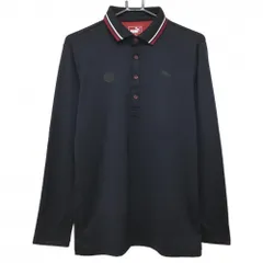 ★特価★【超美品】プーマ 長袖ポロシャツ 黒×ワインレッド 襟裏ロゴ 襟淵ライン メンズ M ゴルフウェア PUMA