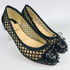 美品✨】ルブタン スパイク メッシュ オープントゥ パンプス 37 黒 