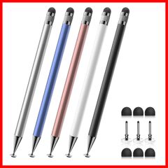 【人気商品】タッチペン(5本)、2 in Bopomofo 1スタイラスペン、高精度と高感度、iPhone/ipad/Androidタブレット用、すべてのタッチスクリーンと互換性あり(ブラック/ホワイト/ブルー/ローズゴールド/シルバー)