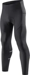 Santic(サンティック) メンズ サイクルパンツ 裏起毛 サイクリング サイクルウェア 自転車パンツ 4Dパッド 保温 防風 通気 弾力(ブラック,  L)