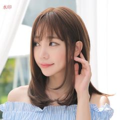 ウィッグ 自然 ボブ フルウィッグ ミディアム セミロング つけ毛 ハイライト メッシュ カール ワンカール かつら 女性
