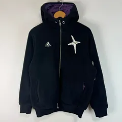 adidas アディダス　ロゴ刺繍　フリースパーカー　ストリート　リヴァーシブル　古着　ジップパーカー　テック系