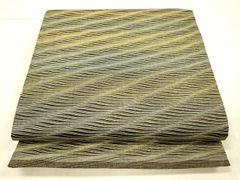 平和屋着物▽全通柄袋帯 ふくれ織 流水文 銀糸 正絹 逸品 未