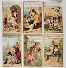 アンティークカードヴィクトリア朝時代大型クロモリトグラフフランス