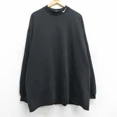 XL/古着 ナイキ NIKE 長袖 ビンテージ Tシャツ メンズ 90s ワンポイントロゴ 大きいサイズ ロング丈 コットン モックネック ハイネック 黒 