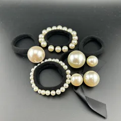 【新品】ヘアアクセサリー ヘアゴム◆ブラック×ホワイト 大きめ デザイン 綺麗 女の子 レディース◆シンプル