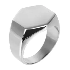 指輪 メンズ シグネットリング 六角形 ステンレススチール シルバーカラー ヘキサゴン