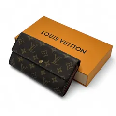 【美品】箱付き 正規品ルイヴィトン ポルトフォイユサラ 2つ折り長財布 モノグラム CT0048 LOUIS VUITTON フラップ フランス製 ゴールド金具 ブラウン カード入れ10枚 M61734 男性用 女性用 メンズ レディース PVC レザー