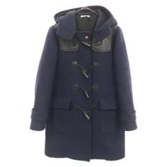 CELINE (セリーヌ) フィービー期 13AW レザーヨーク切替ダッフルコート ウールフーデットコート ネイビーのサムネイル