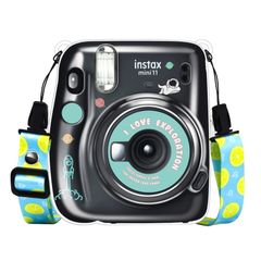 【在庫セール】mini 11 ケース instax instax mini 11カメラケース PVCカバー チェキケースmini11 チェキ保護カバー チェキ 透明 ショルダーストラップ付き 可愛いステッカー付き 3点セット ハード（5）