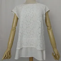 M1-01304【Women】earth music＆ecology(アースミュージック＆エコロジー) 花柄レースカットソーノースリブ (M相当) / 白  G