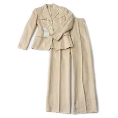 未使用★正規 白タグ MaxMara マックスマーラ リネン ジャケット／パンツ セットアップ／パンツスーツ／2点セット ベージュ 38 伊製 タグ付のサムネイル