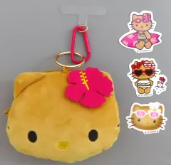 【中古】グッズセット 日焼けハローキティ ぬいぐるみポーチチャーム＆ステッカー3枚セット 「サンリオキャラクターズ」 Sweet 2025年8月号 付録