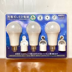新品 NEWGALE 防災 充電式 LED電球 60W 相当 E26 口金 810lm 3個セット PJG-9WE 停電対策 蓄電型 非常用 ランタン キャンプ